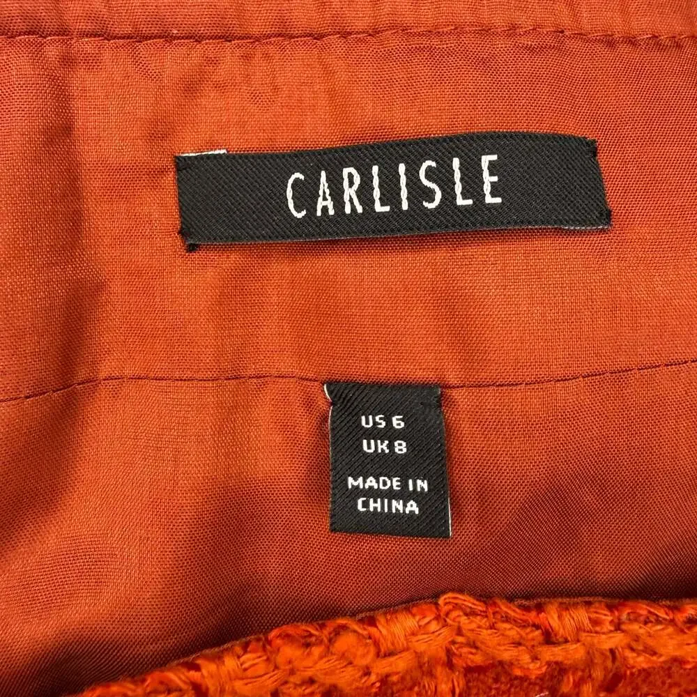Carlisle‎ Wool Blend Check Burnt Orange Boucle Pleated Skirt